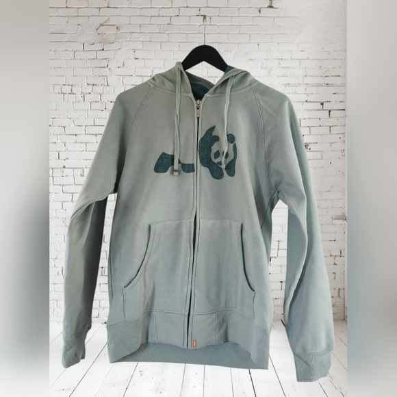 Enjoi skateboarding panda Patch Zip Up Light Green hoodie Cotton sz small Y2K - Picture 1 of 14
